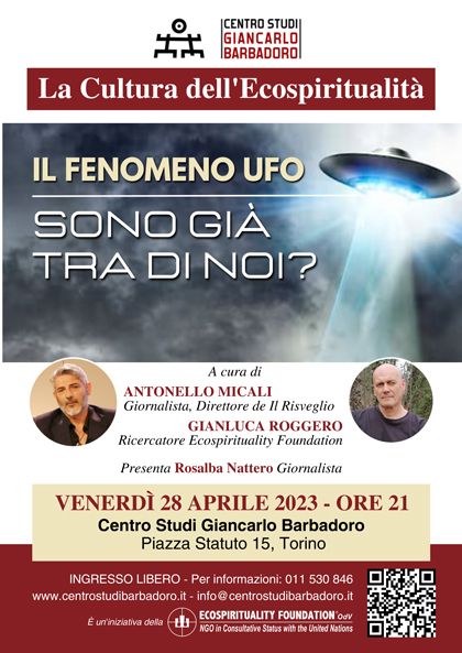 Centro Studi Giancarlo Barbadoro: conferenza a cura di Antonello Micali e Gianluca Roggero: Il fenomeno UFO, sono già tra di noi? - 28 aprile 2023